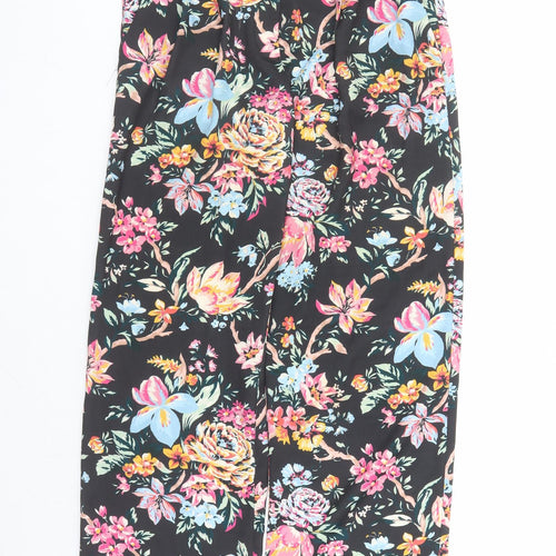 French Connection Womens Black Floral Polyester Trousers Size 8 L30 in Regular Zip