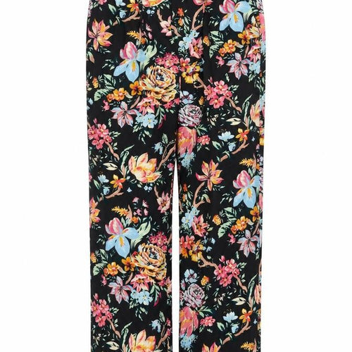 French Connection Womens Black Floral Polyester Trousers Size 8 L30 in Regular Zip