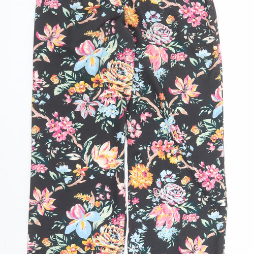 French Connection Womens Black Floral Polyester Trousers Size 8 L30 in Regular Zip