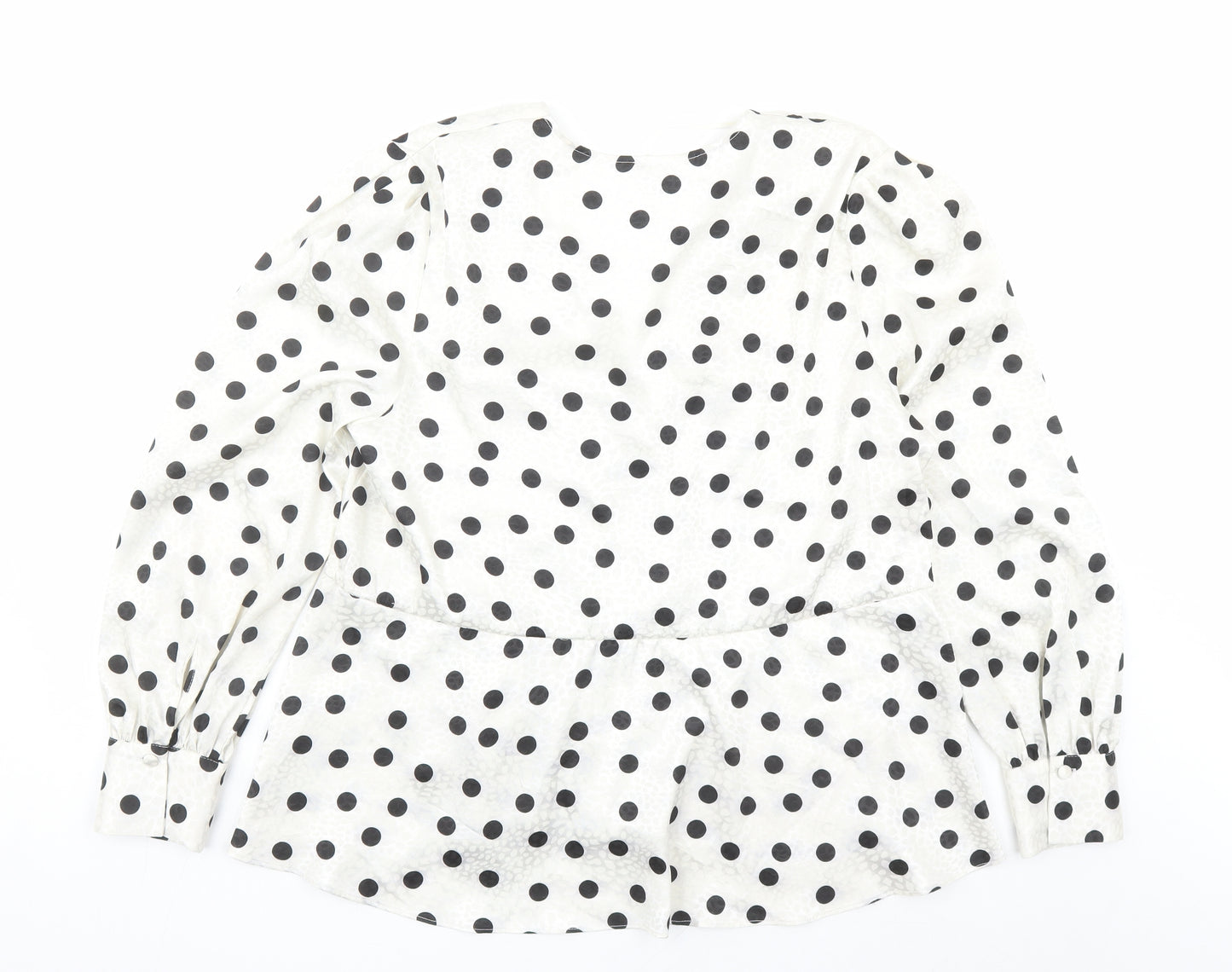 River Island Womens Ivory Polka Dot Polyester Wrap Blouse Size 16 V-Neck