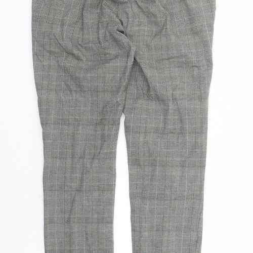 NEXT Mens Grey Plaid Cotton Chino Trousers Size 30 in L29 in Regular Zip