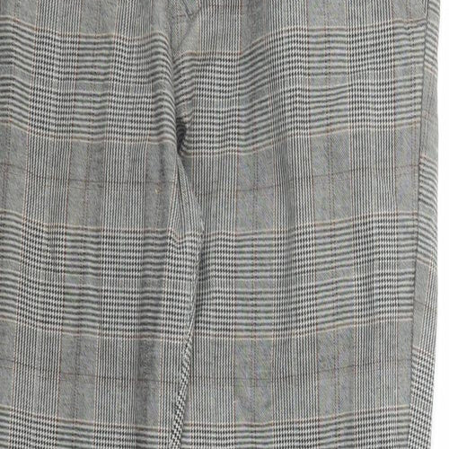 NEXT Mens Grey Plaid Cotton Chino Trousers Size 30 in L29 in Regular Zip