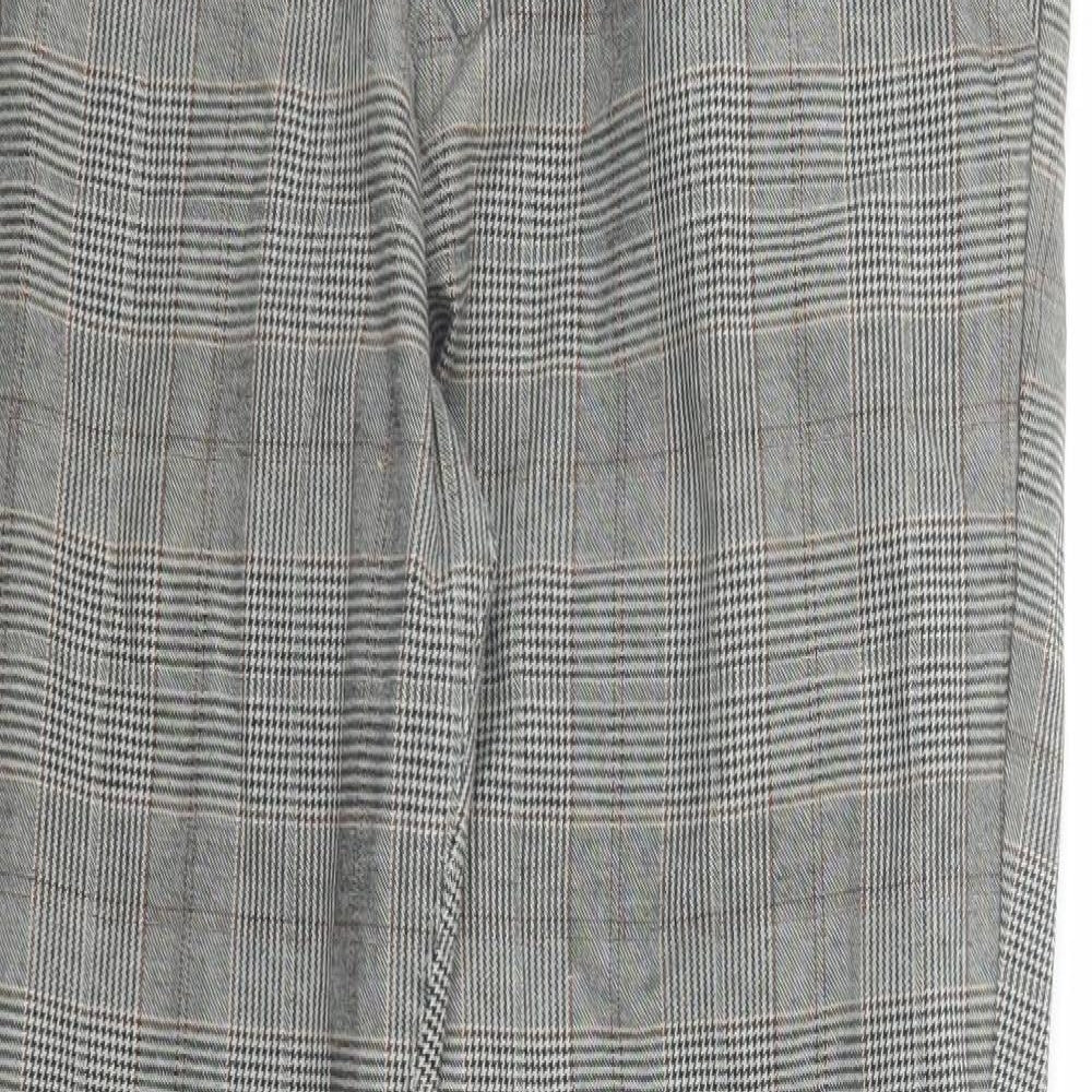 NEXT Mens Grey Plaid Cotton Chino Trousers Size 30 in L29 in Regular Zip