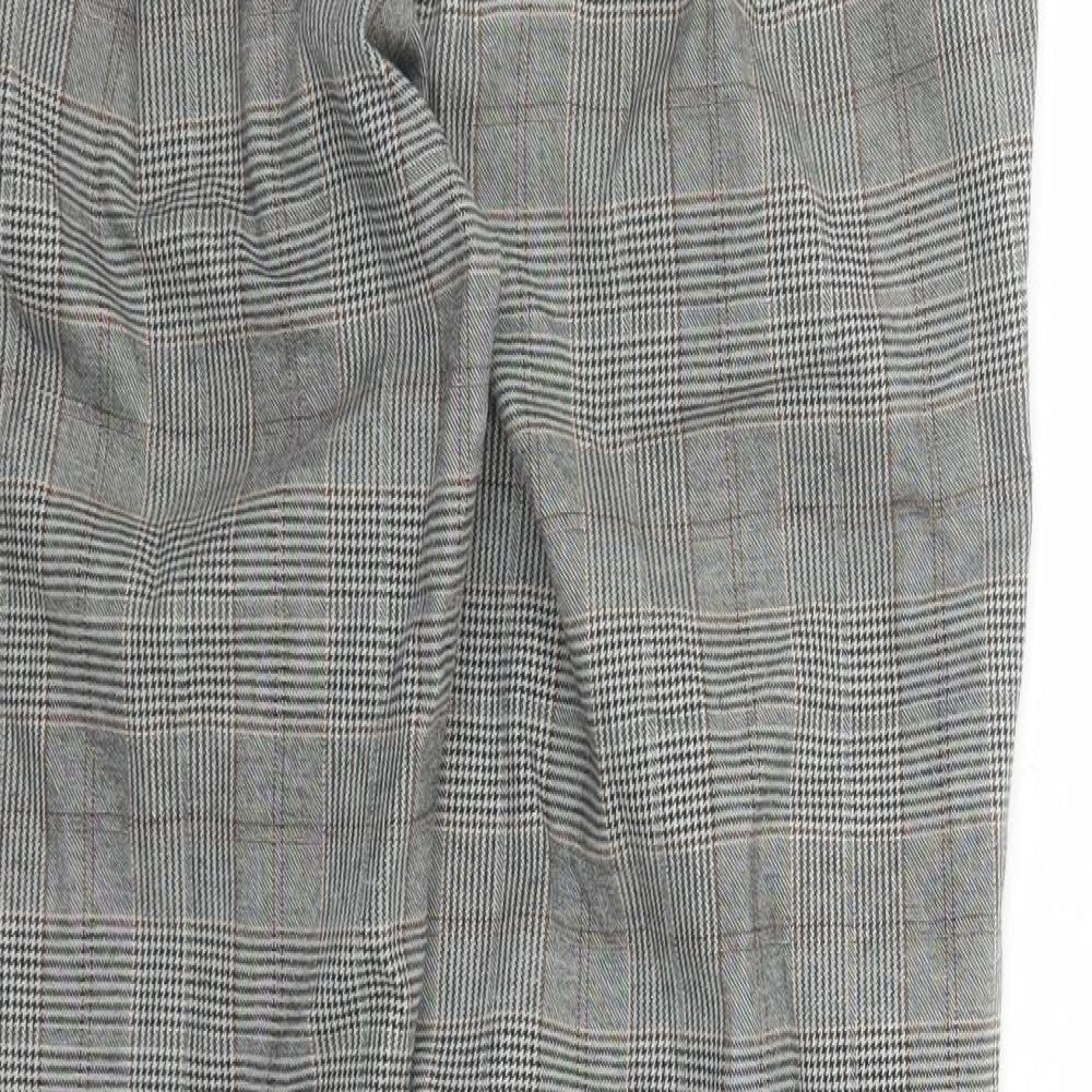 NEXT Mens Grey Plaid Cotton Chino Trousers Size 30 in L29 in Regular Zip