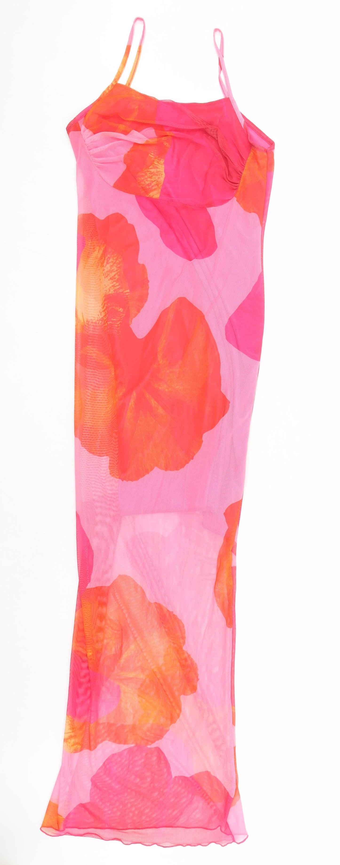 Boohoo Womens Pink Colourblock Polyester Maxi Size 14 Roll Neck Pullover