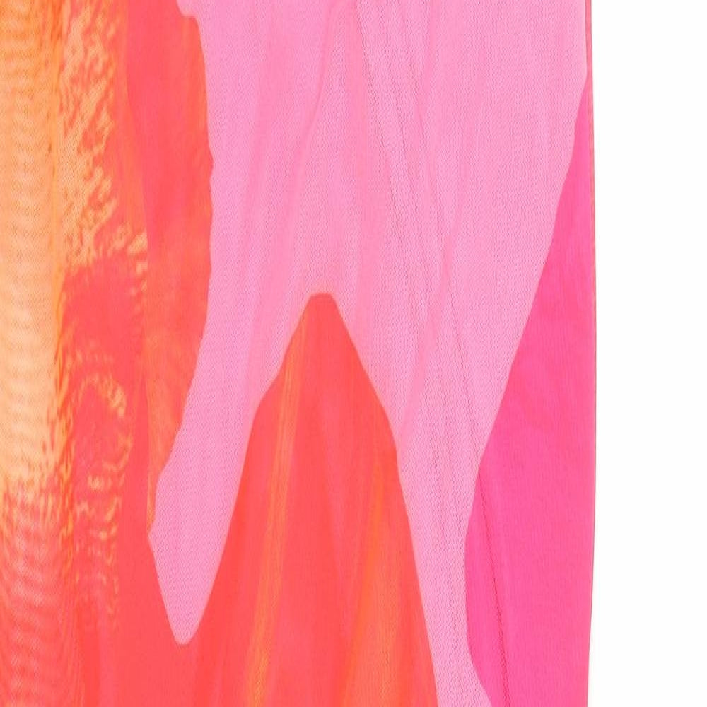 Boohoo Womens Pink Colourblock Polyester Maxi Size 14 Roll Neck Pullover