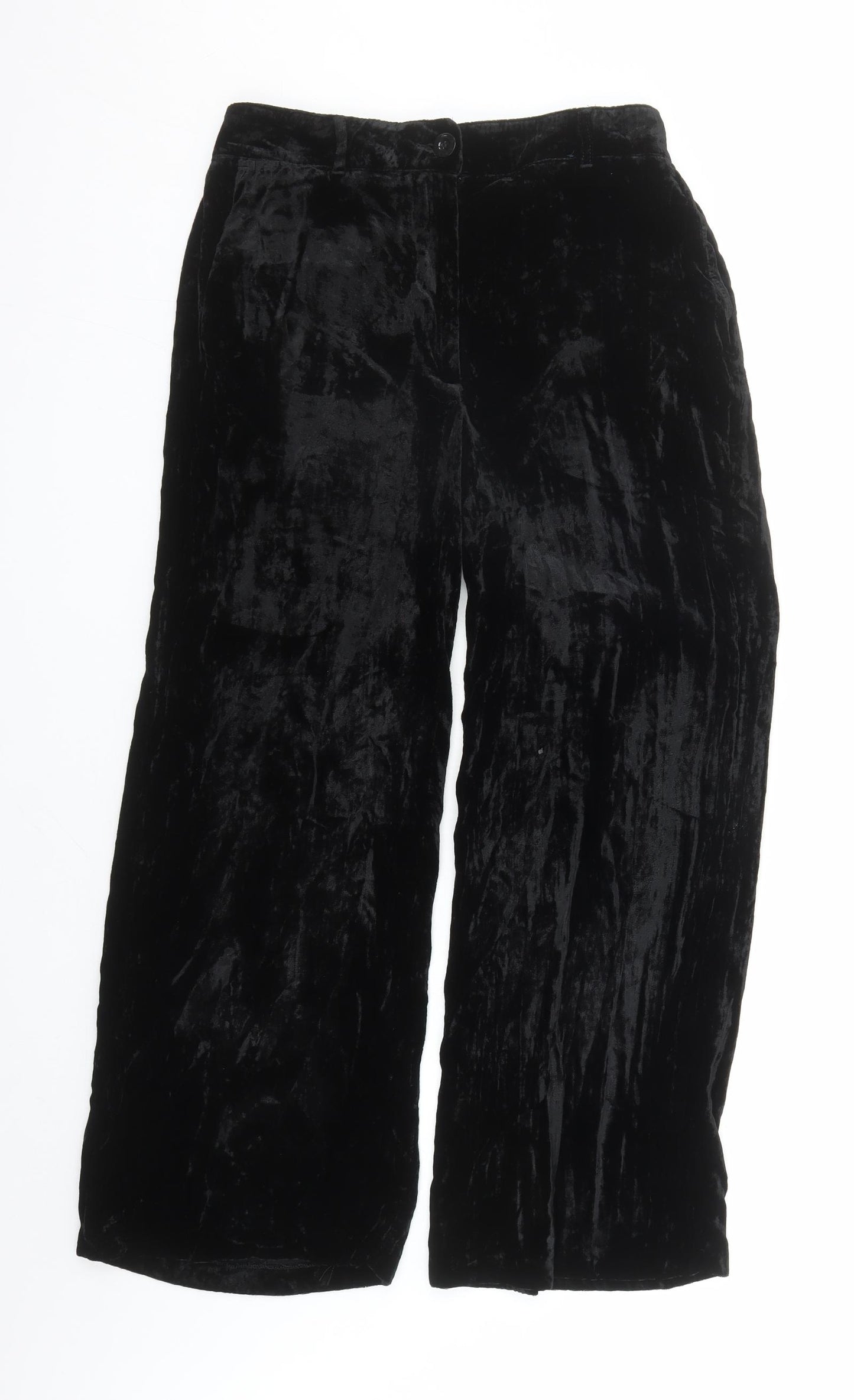 Marks and Spencer Womens Black Viscose Trousers Size 10 L27 in Regular Zip