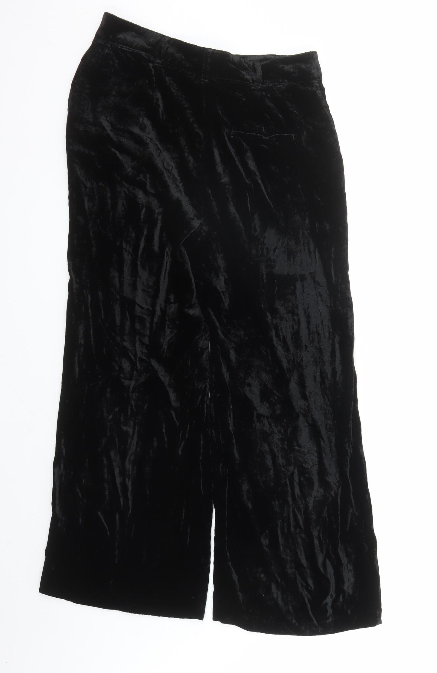 Marks and Spencer Womens Black Viscose Trousers Size 10 L27 in Regular Zip