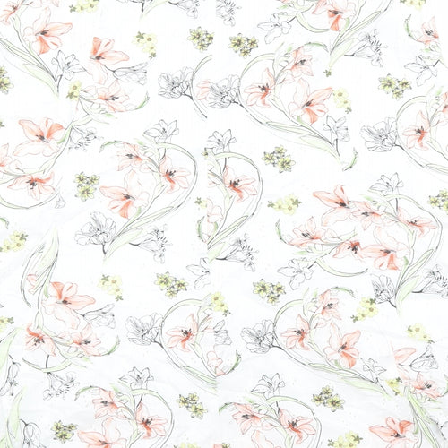 Classic Womens White Floral Polyester Swing Skirt Size 32 in Zip