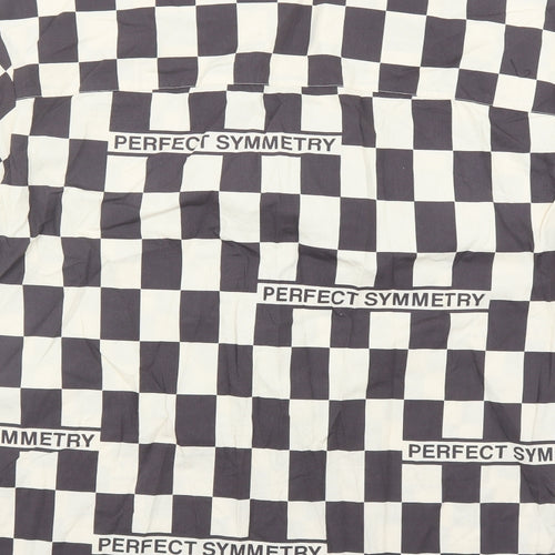 H&M Mens Brown Check Cotton Button-Up Size S Collared Button - Oversized