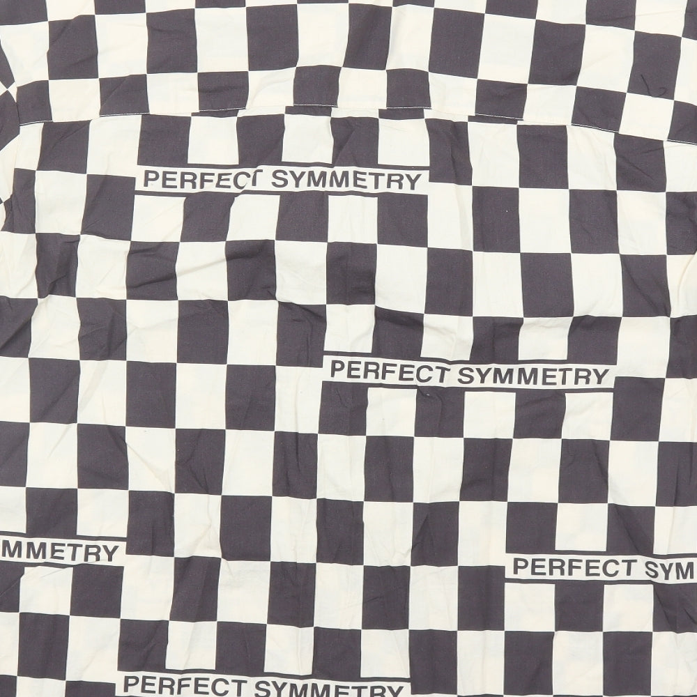 H&M Mens Brown Check Cotton Button-Up Size S Collared Button - Oversized