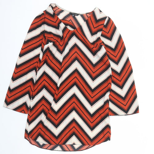 New Look Womens Multicoloured Geometric Polyester A-Line Size 8 V-Neck Pullover