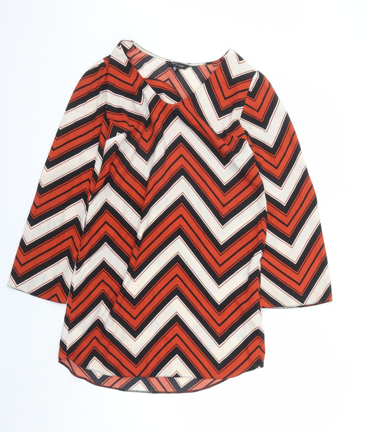 New Look Womens Multicoloured Geometric Polyester A-Line Size 8 V-Neck Pullover