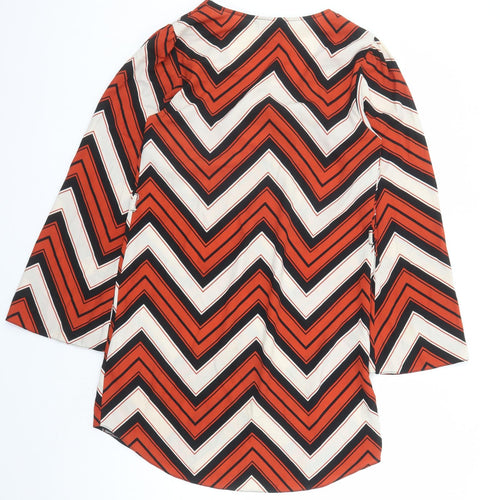 New Look Womens Multicoloured Geometric Polyester A-Line Size 8 V-Neck Pullover