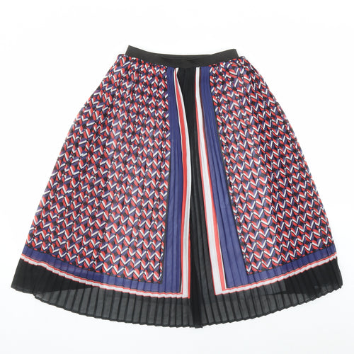 Lipsy Womens Multicoloured Geometric Polyester Pleated Skirt Size 6 - Elasticated Waist