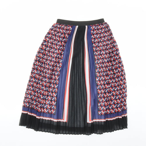 Lipsy Womens Multicoloured Geometric Polyester Pleated Skirt Size 6 - Elasticated Waist
