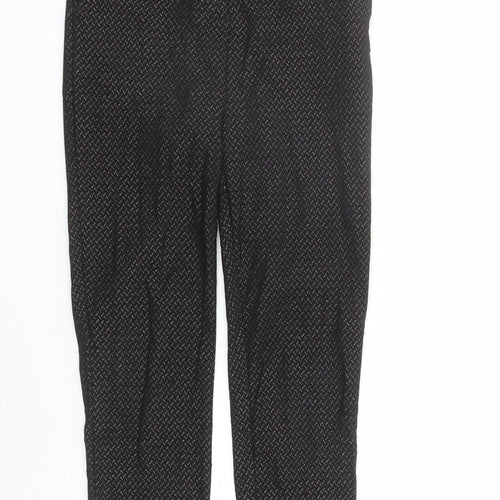 New Look Womens Black Geometric Nylon Trousers Size 8 L27 in Regular Zip