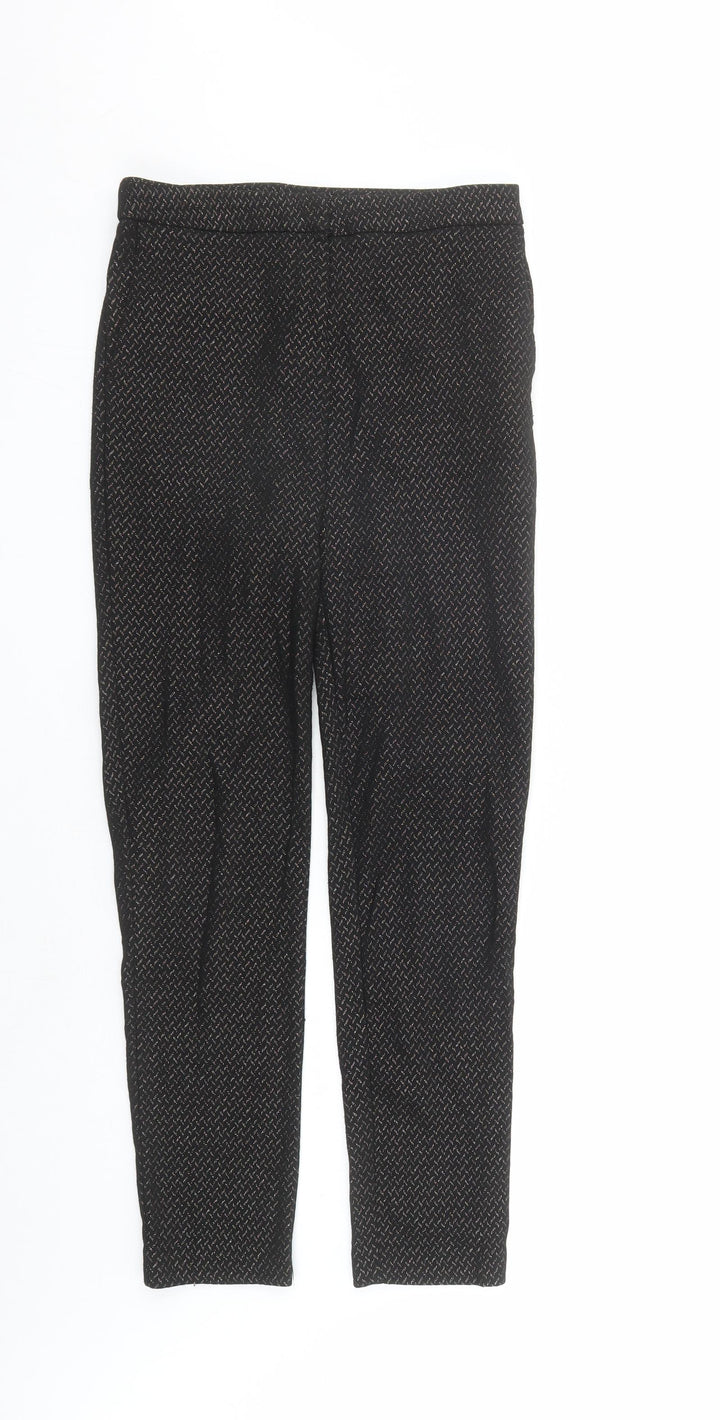 New Look Womens Black Geometric Nylon Trousers Size 8 L27 in Regular Zip