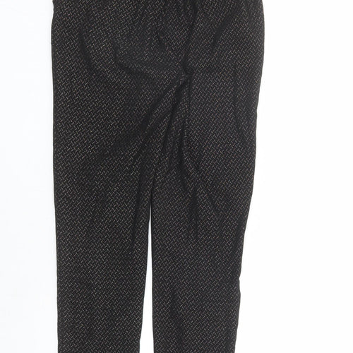 New Look Womens Black Geometric Nylon Trousers Size 8 L27 in Regular Zip