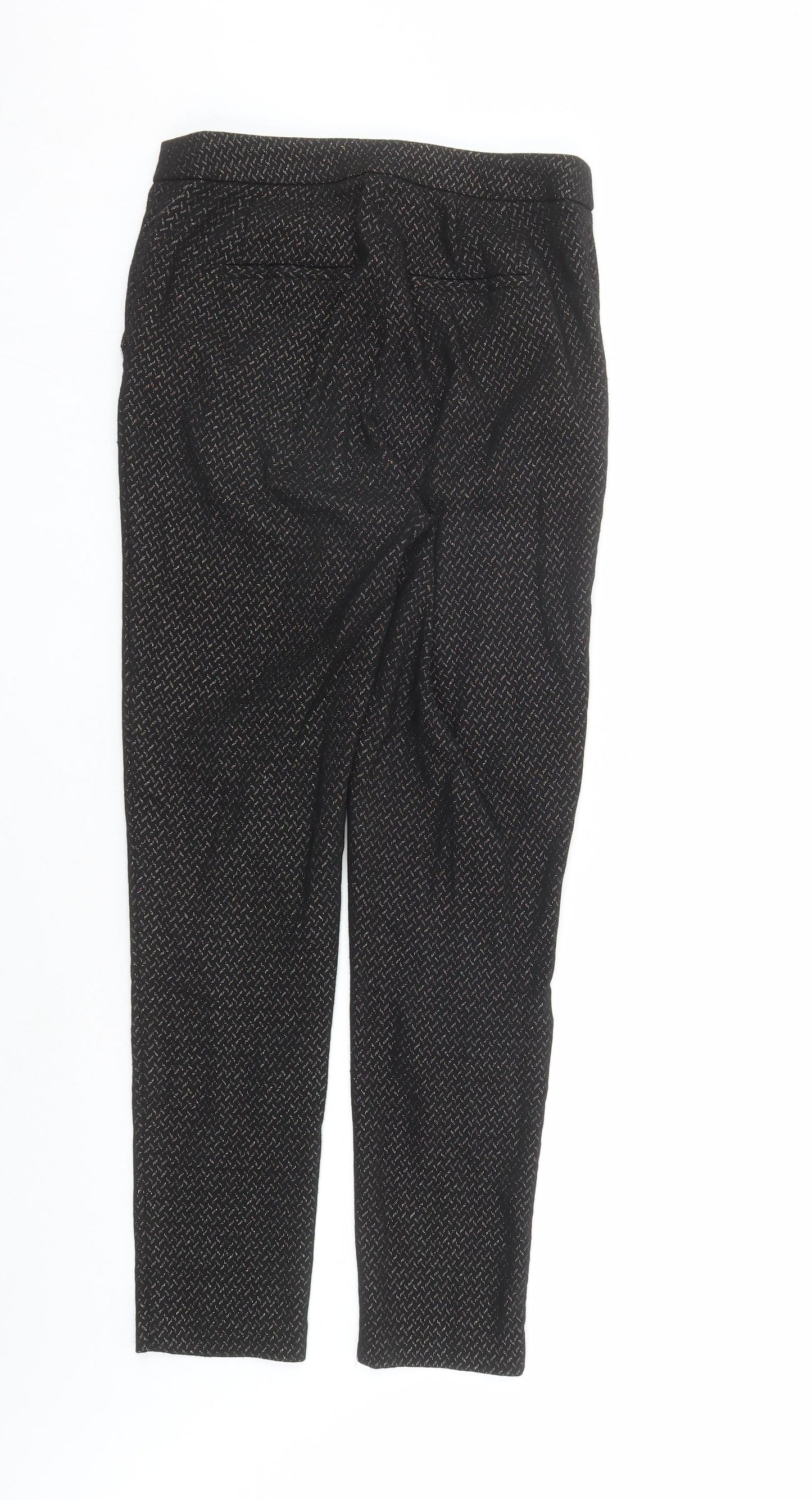 New Look Womens Black Geometric Nylon Trousers Size 8 L27 in Regular Zip