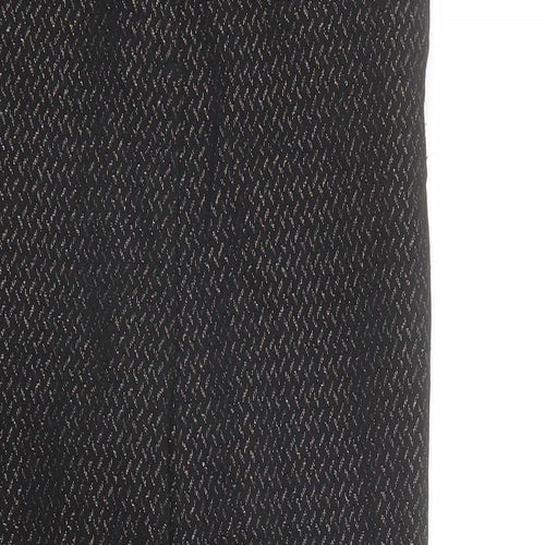 New Look Womens Black Geometric Nylon Trousers Size 8 L27 in Regular Zip