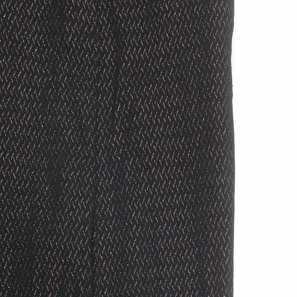 New Look Womens Black Geometric Nylon Trousers Size 8 L27 in Regular Zip