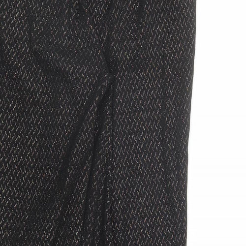 New Look Womens Black Geometric Nylon Trousers Size 8 L27 in Regular Zip