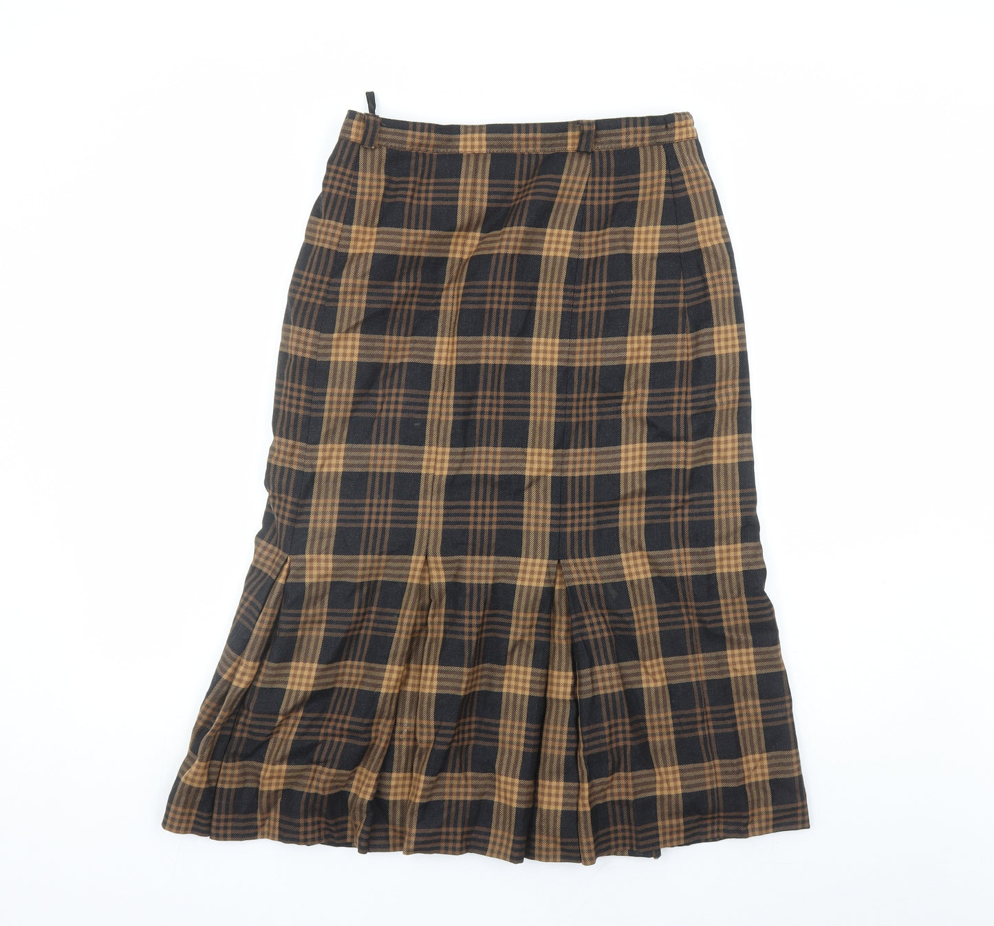 Dorene Womens Brown Plaid Cotton A-Line Skirt Size 12 Zip - Elasticated Waist
