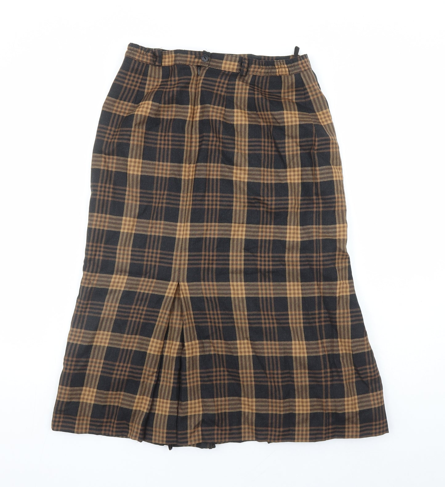 Dorene Womens Brown Plaid Cotton A-Line Skirt Size 12 Zip - Elasticated Waist