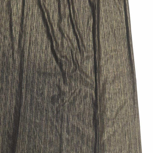 New Look Womens Gold Polyester Maxi Skirt Size 12 Zip - Side Split Detail