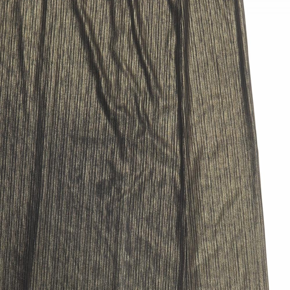 New Look Womens Gold Polyester Maxi Skirt Size 12 Zip - Side Split Detail