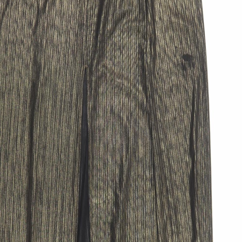 New Look Womens Gold Polyester Maxi Skirt Size 12 Zip - Side Split Detail