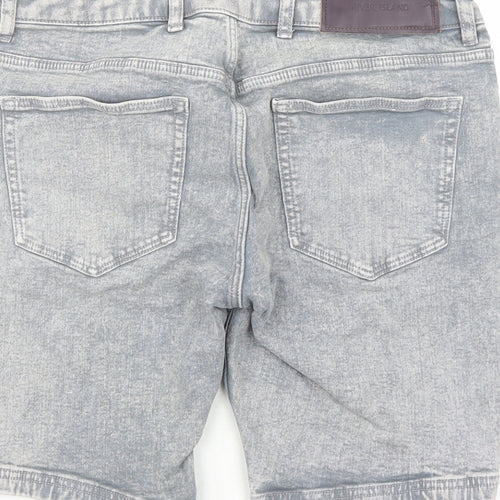 River Island Mens Grey Cotton Biker Shorts Size 30 in L9 in Regular Zip