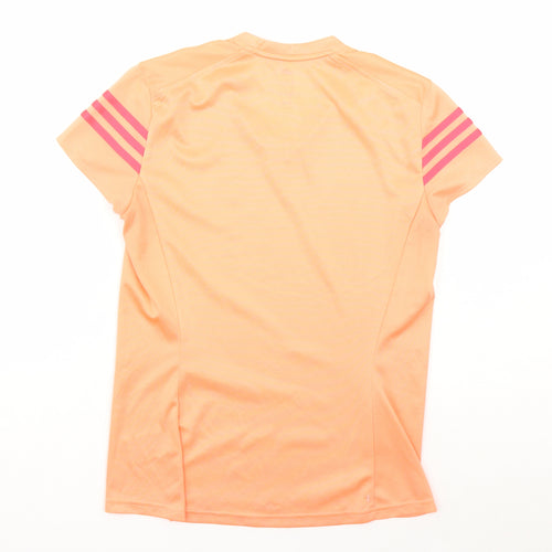 adidas Womens Orange Polyester Basic T-Shirt Size 12 V-Neck Pullover - Size 12-14 Running