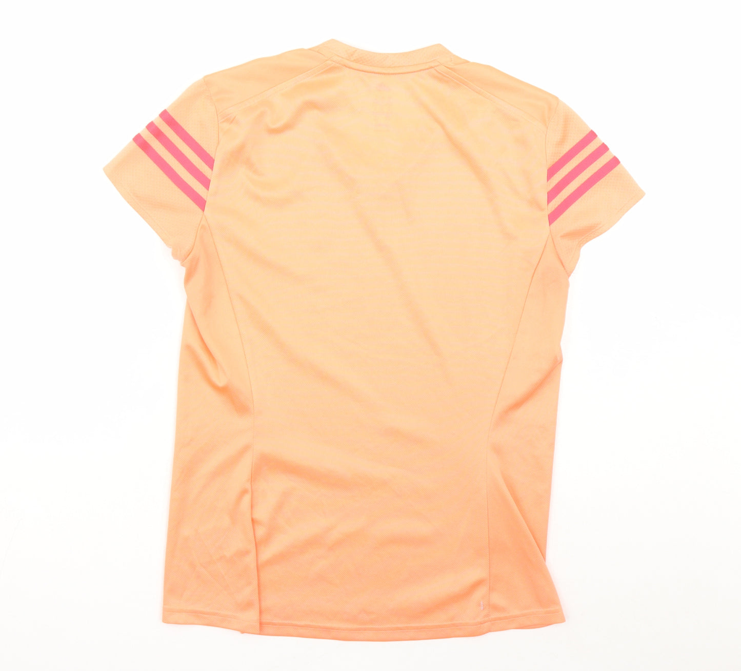 adidas Womens Orange Polyester Basic T-Shirt Size 12 V-Neck Pullover - Size 12-14 Running