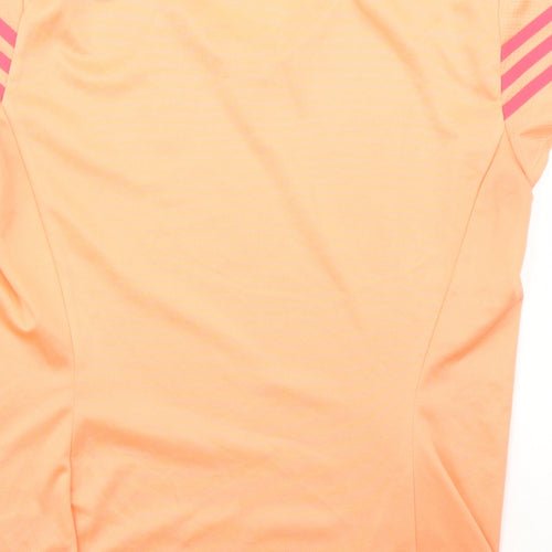 adidas Womens Orange Polyester Basic T-Shirt Size 12 V-Neck Pullover - Size 12-14 Running