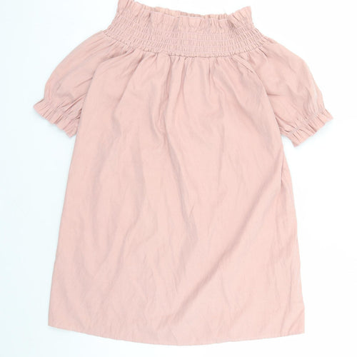 Yoins Womens Pink Polyester A-Line Size S Boat Neck Pullover
