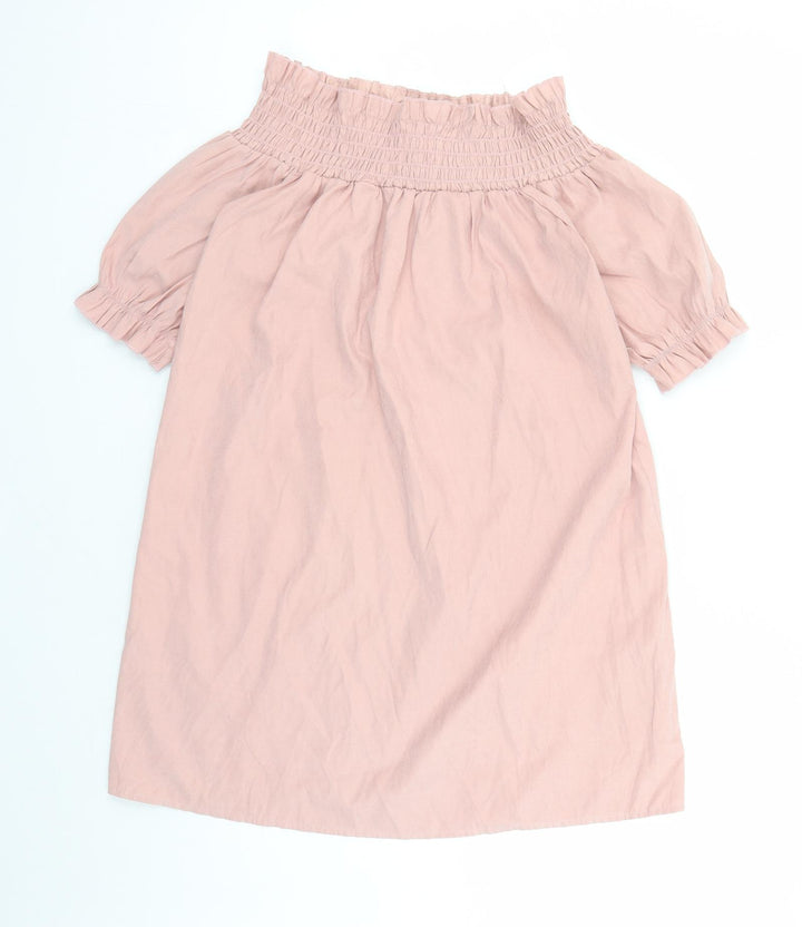 Yoins Womens Pink Polyester A-Line Size S Boat Neck Pullover