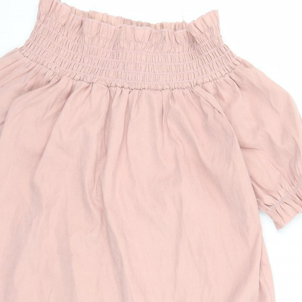 Yoins Womens Pink Polyester A-Line Size S Boat Neck Pullover