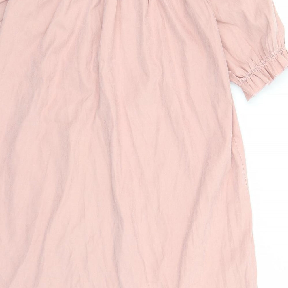 Yoins Womens Pink Polyester A-Line Size S Boat Neck Pullover