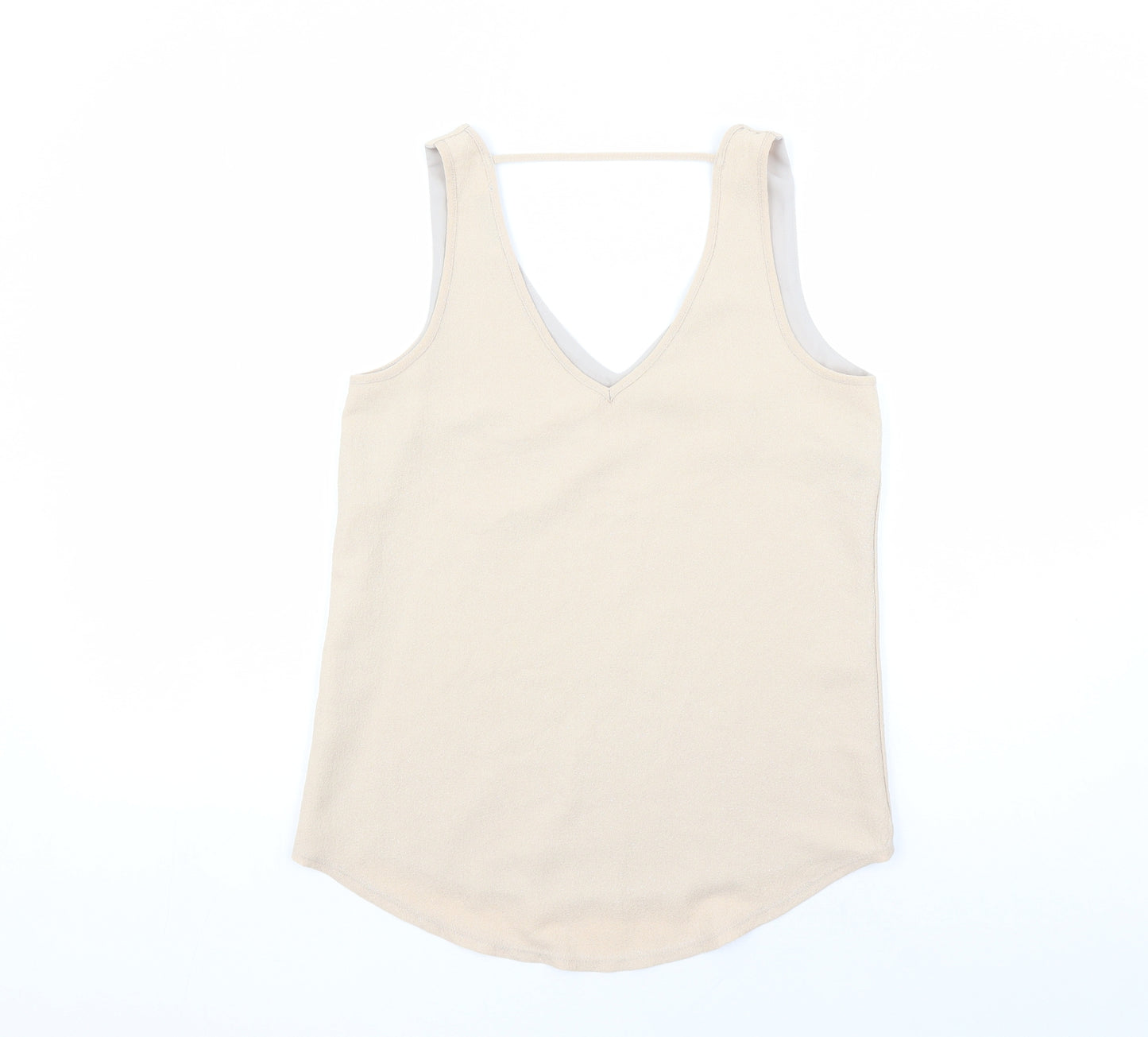 Oasis Womens Beige Polyester Basic Tank Size 8 V-Neck