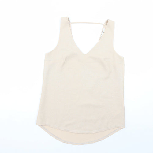 Oasis Womens Beige Polyester Basic Tank Size 8 V-Neck