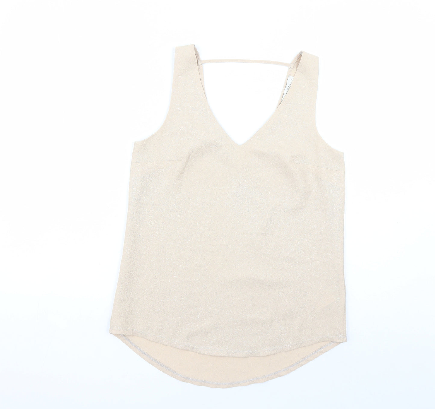 Oasis Womens Beige Polyester Basic Tank Size 8 V-Neck