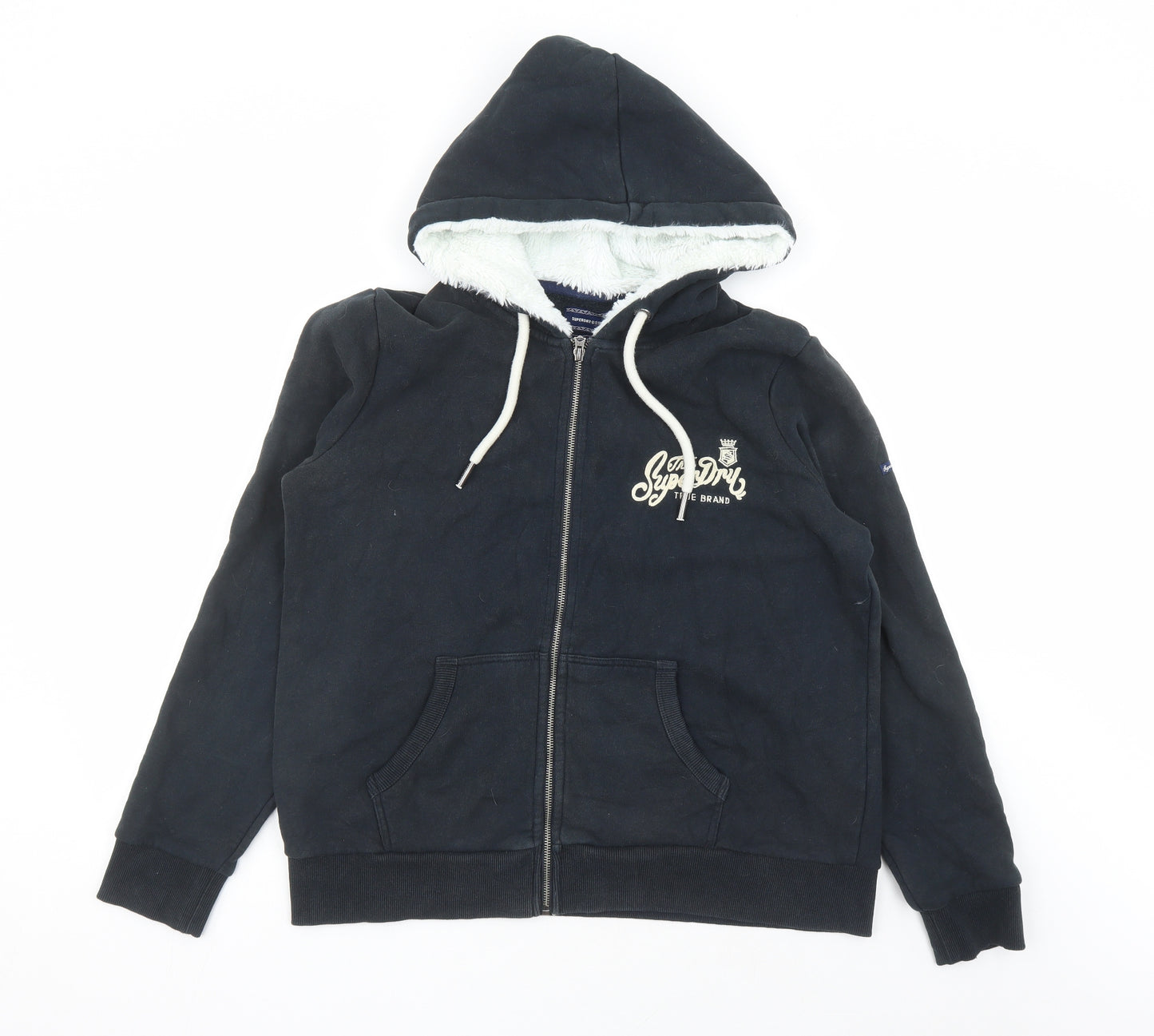 Superdry Womens Blue Cotton Full Zip Hoodie Size 16 Zip