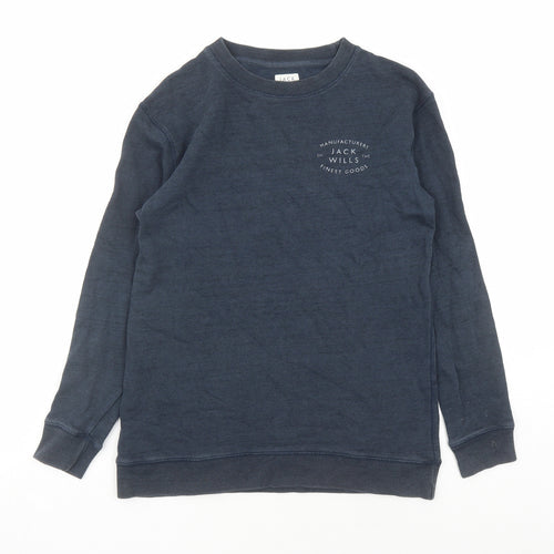 Jack Wills Womens Blue Cotton Pullover Sweatshirt Size 6 Pullover