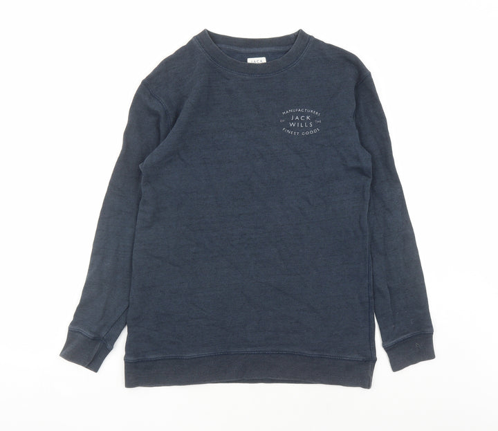 Jack Wills Womens Blue Cotton Pullover Sweatshirt Size 6 Pullover