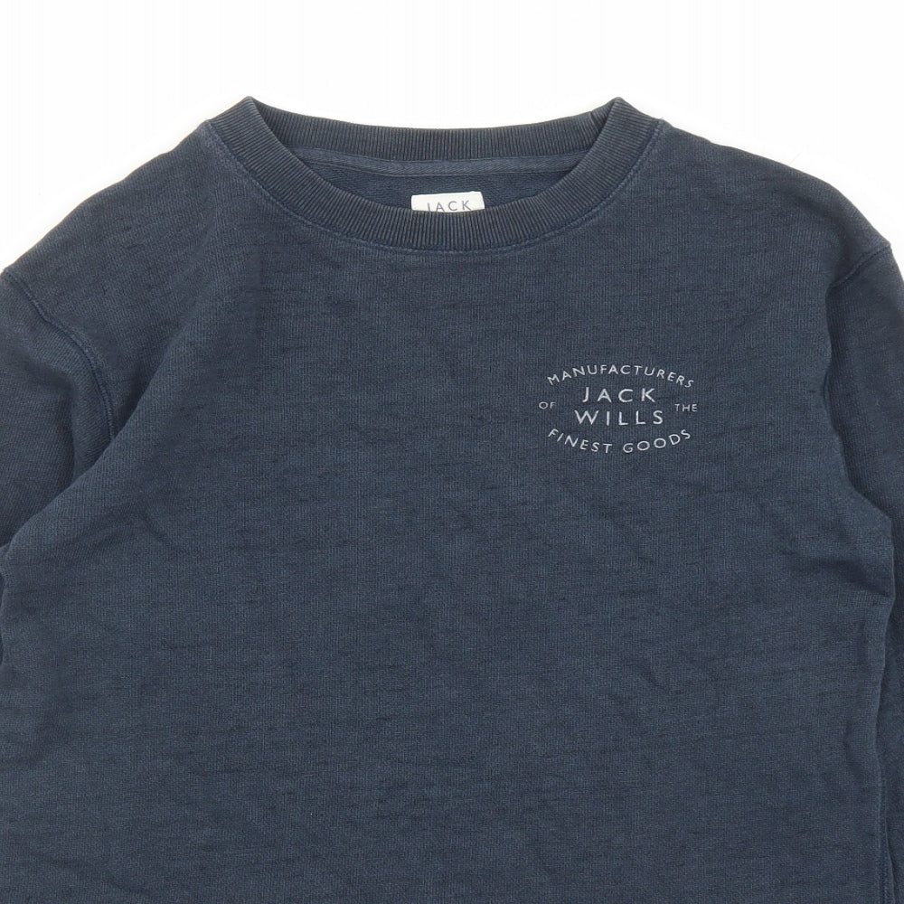 Jack Wills Womens Blue Cotton Pullover Sweatshirt Size 6 Pullover
