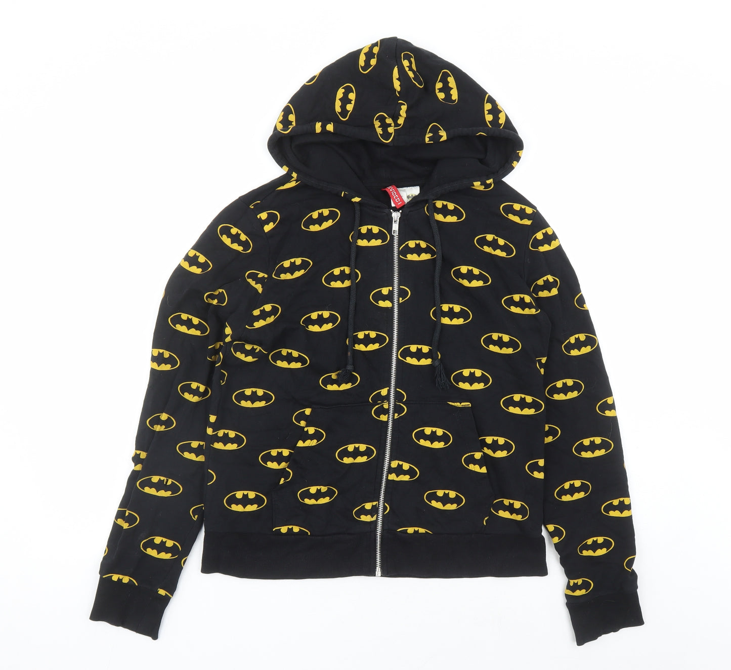 H&M Womens Black Cotton Full Zip Hoodie Size M Zip - Batman