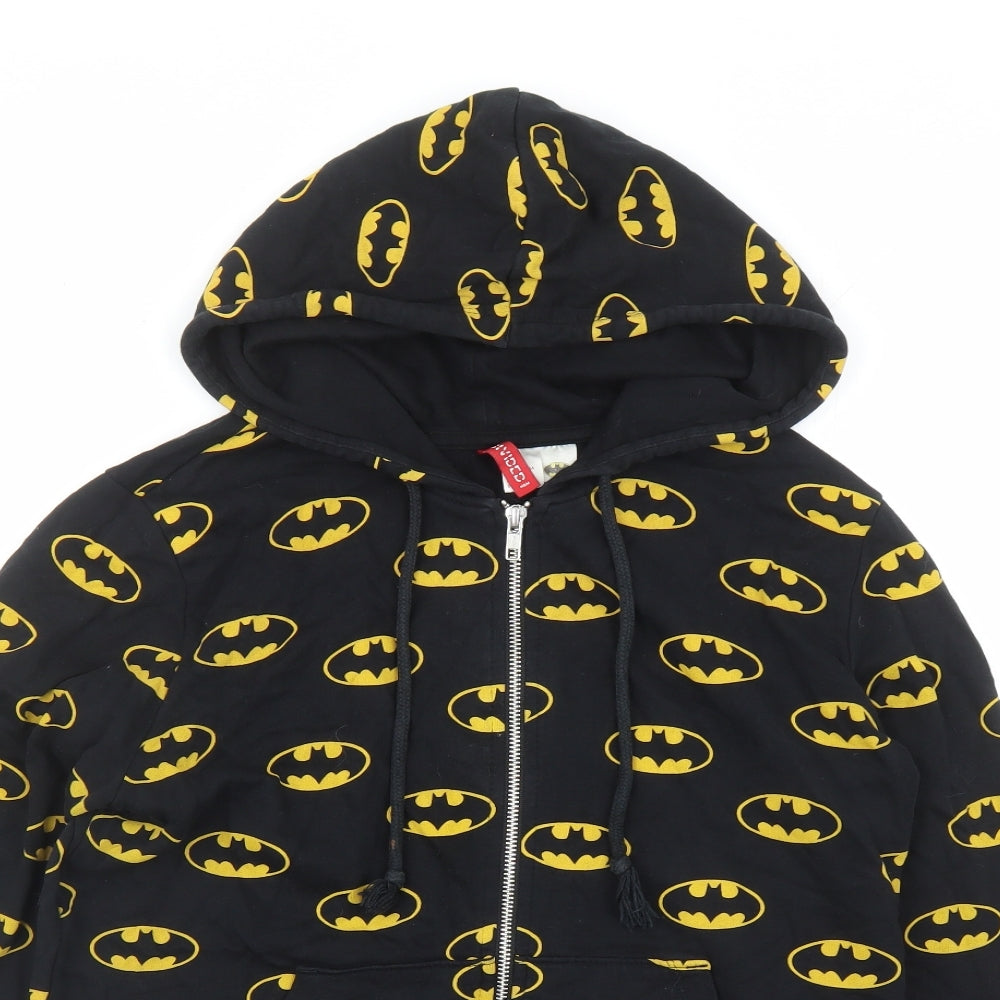 H&M Womens Black Cotton Full Zip Hoodie Size M Zip - Batman