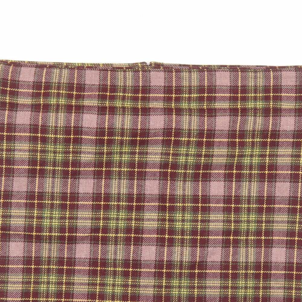 Sasha Womens Purple Plaid Wool A-Line Skirt Size 14 Zip